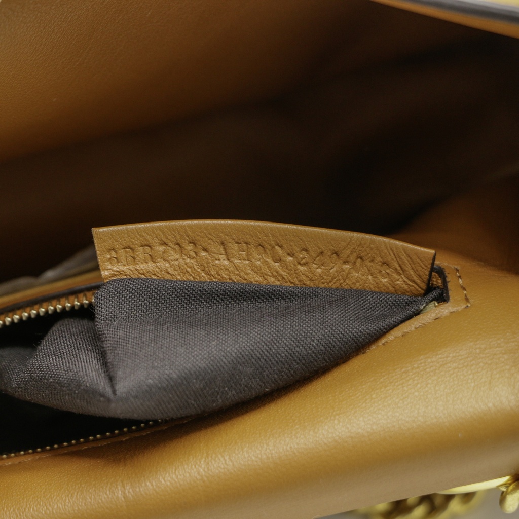 Fendi Baguette 3D FF Motif Chain Shoulder Brown Bag