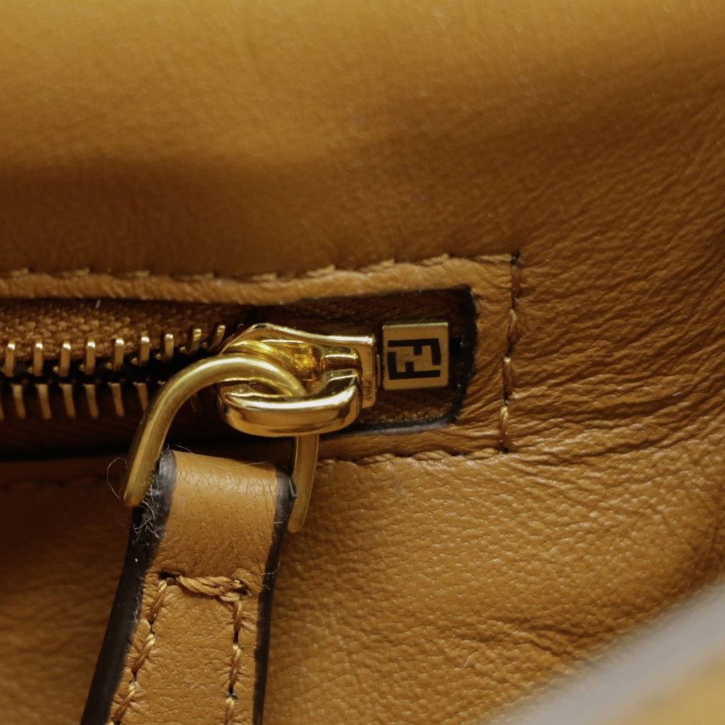 Fendi Baguette 3D FF Motif Chain Shoulder Brown Bag