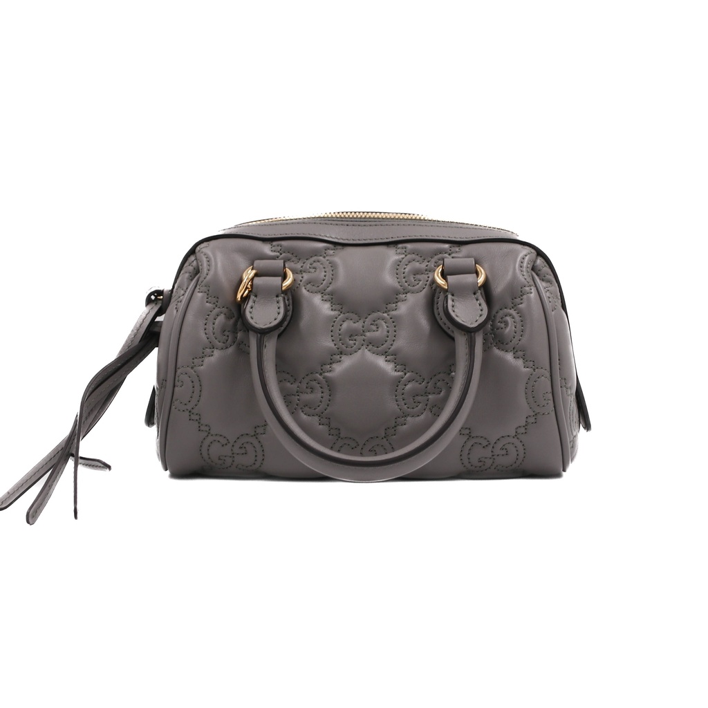 Gucci GG Matelassé Grey Leather Top Handle Bag 702251