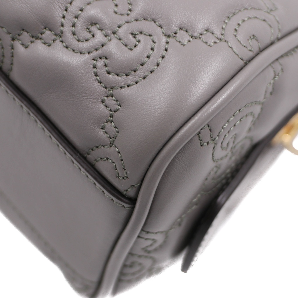 Gucci GG Matelassé Grey Leather Top Handle Bag 702251