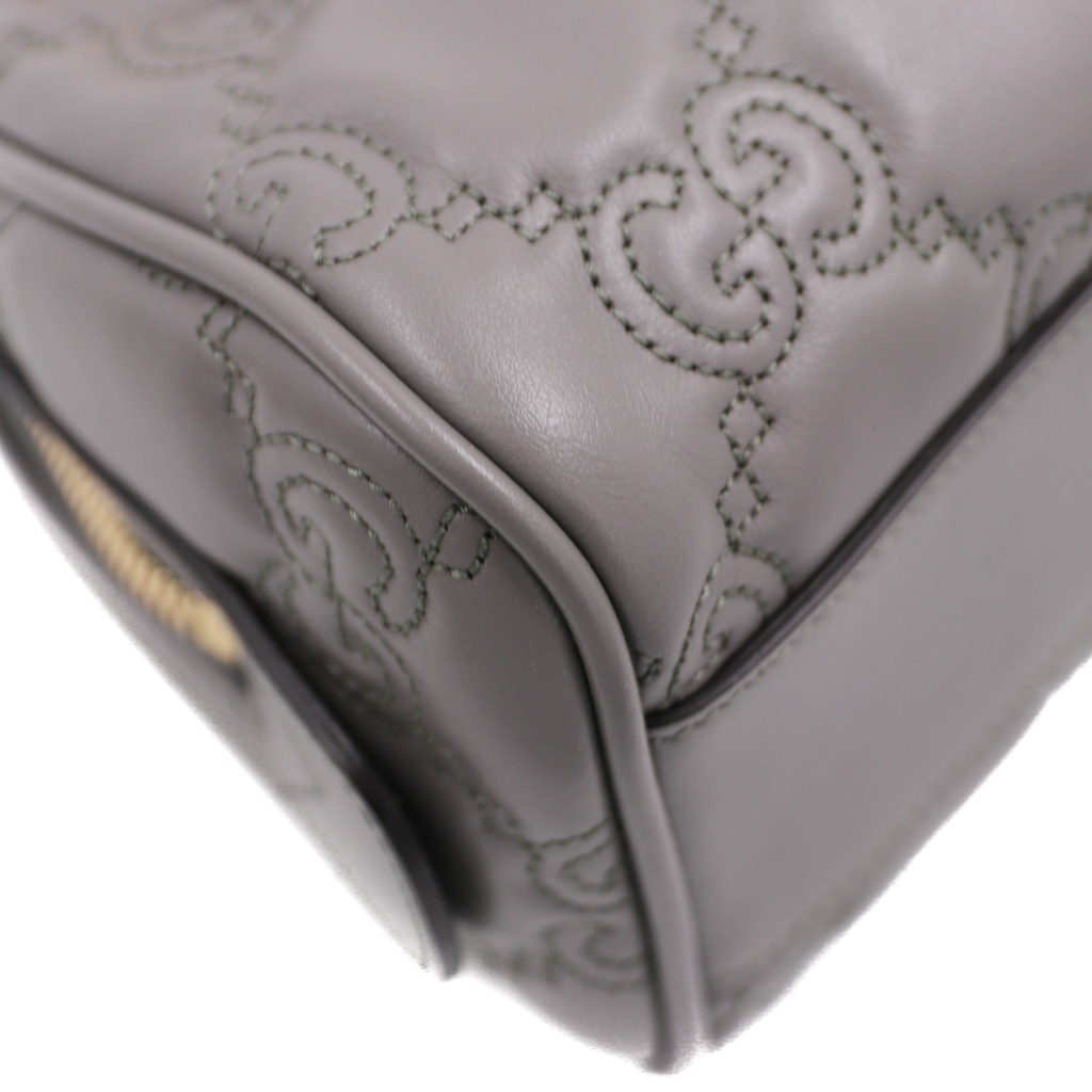 Gucci GG Matelassé Grey Leather Top Handle Bag 702251