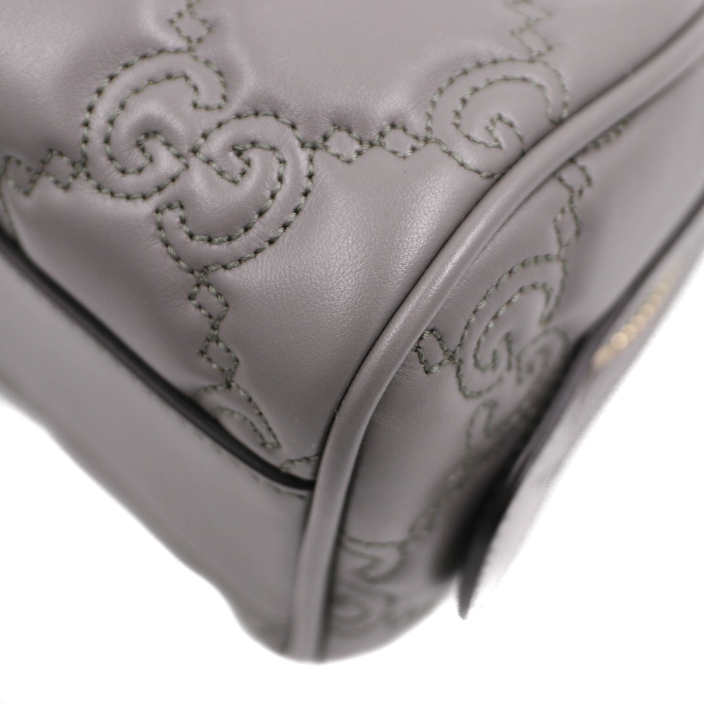 Gucci GG Matelassé Grey Leather Top Handle Bag 702251