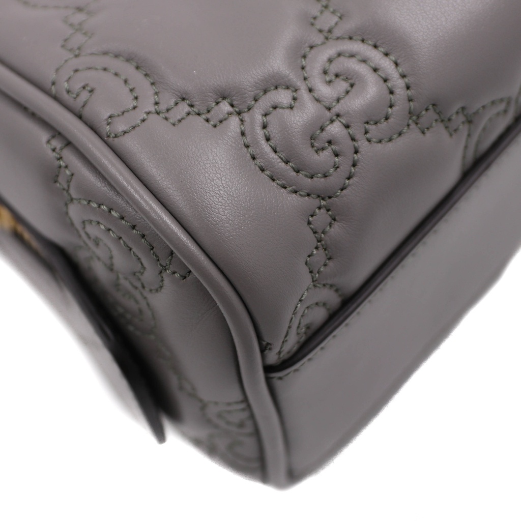Gucci GG Matelassé Grey Leather Top Handle Bag 702251