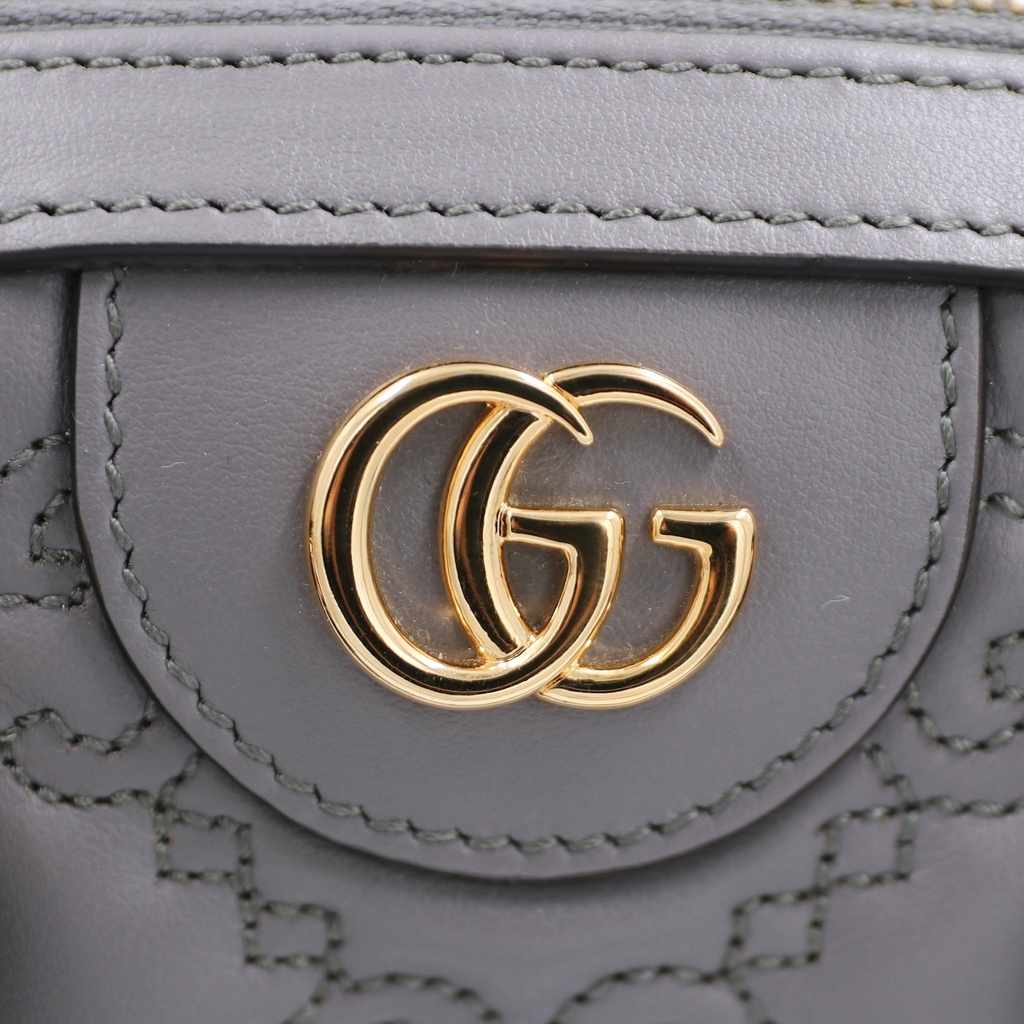 Gucci GG Matelassé Grey Leather Top Handle Bag 702251