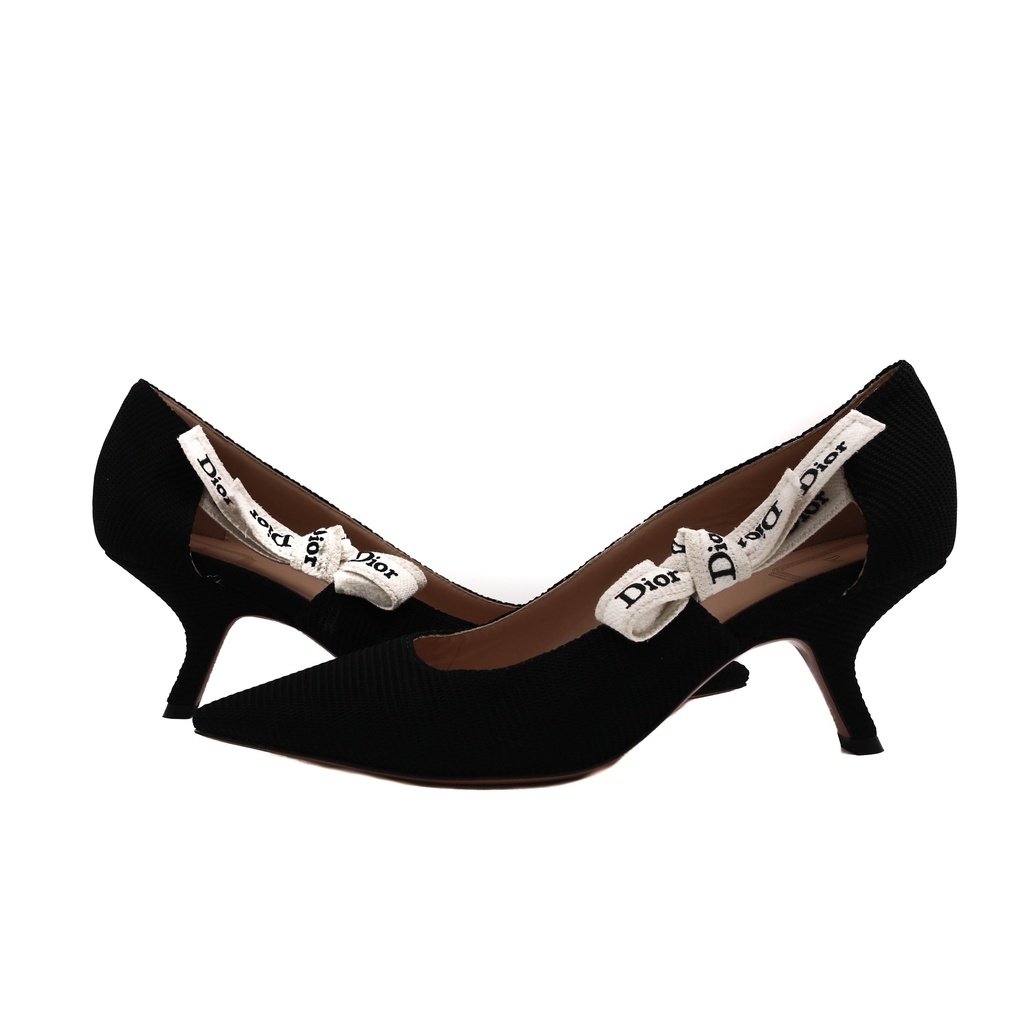 Christian Dior J'Adior Slingback Pump Black Technical Fabric In Size 36 1/2