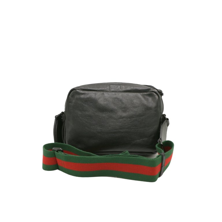 Gucci Double G Leather Messenger Bag Black 725696