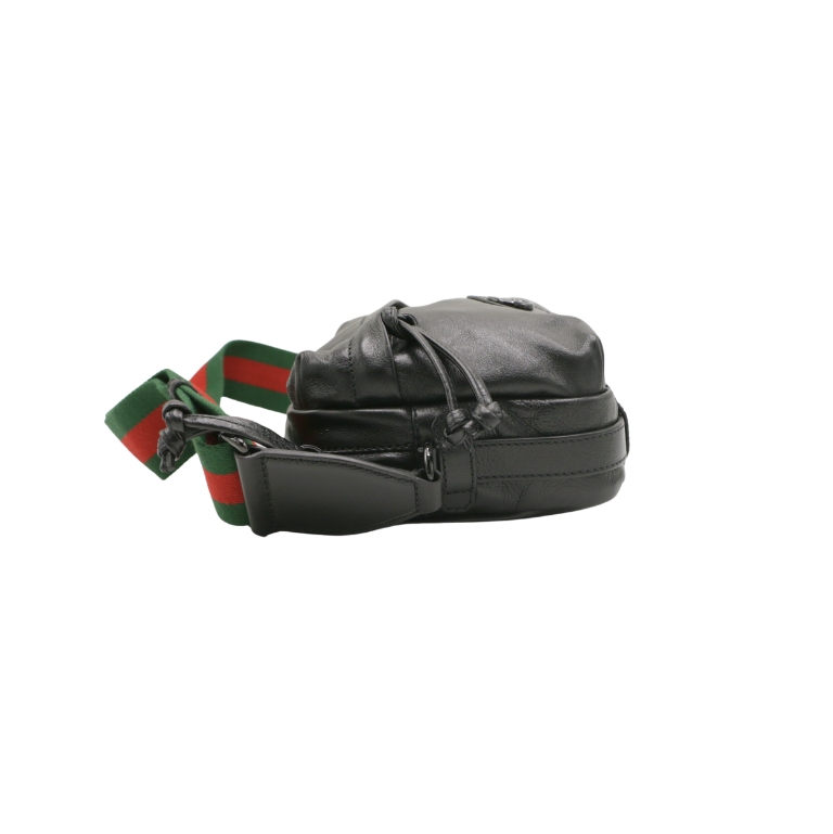 Gucci Double G Leather Messenger Bag Black 725696