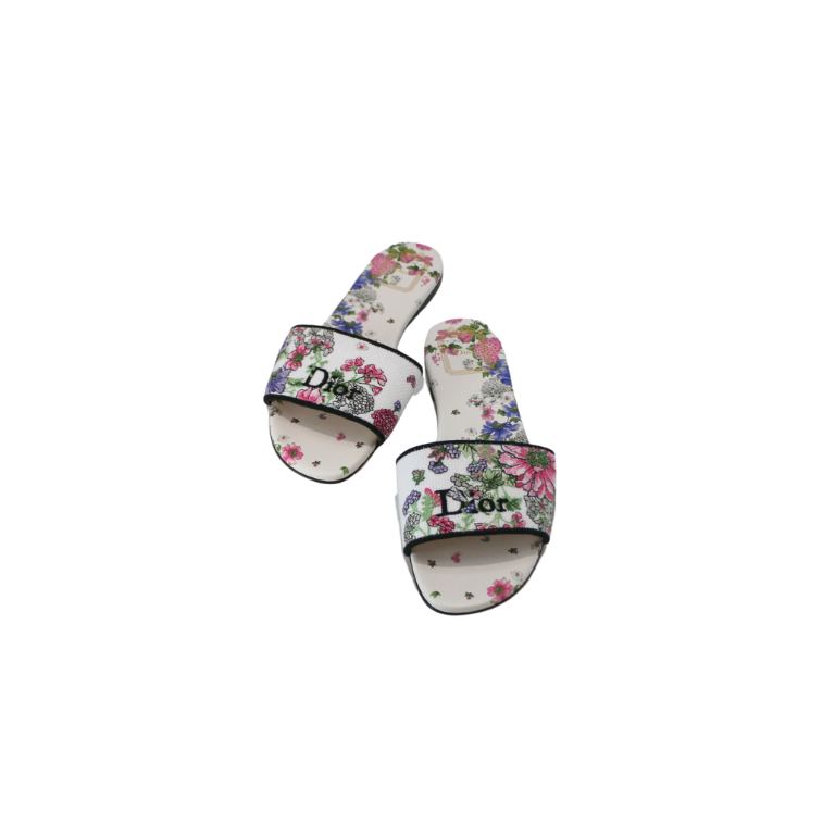 Christian Dior Dway Sandal Embroidered Multicolor Flower Size 35 1/2