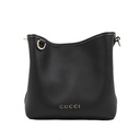 Gucci GG Emblem Black Leather Bucket Bag