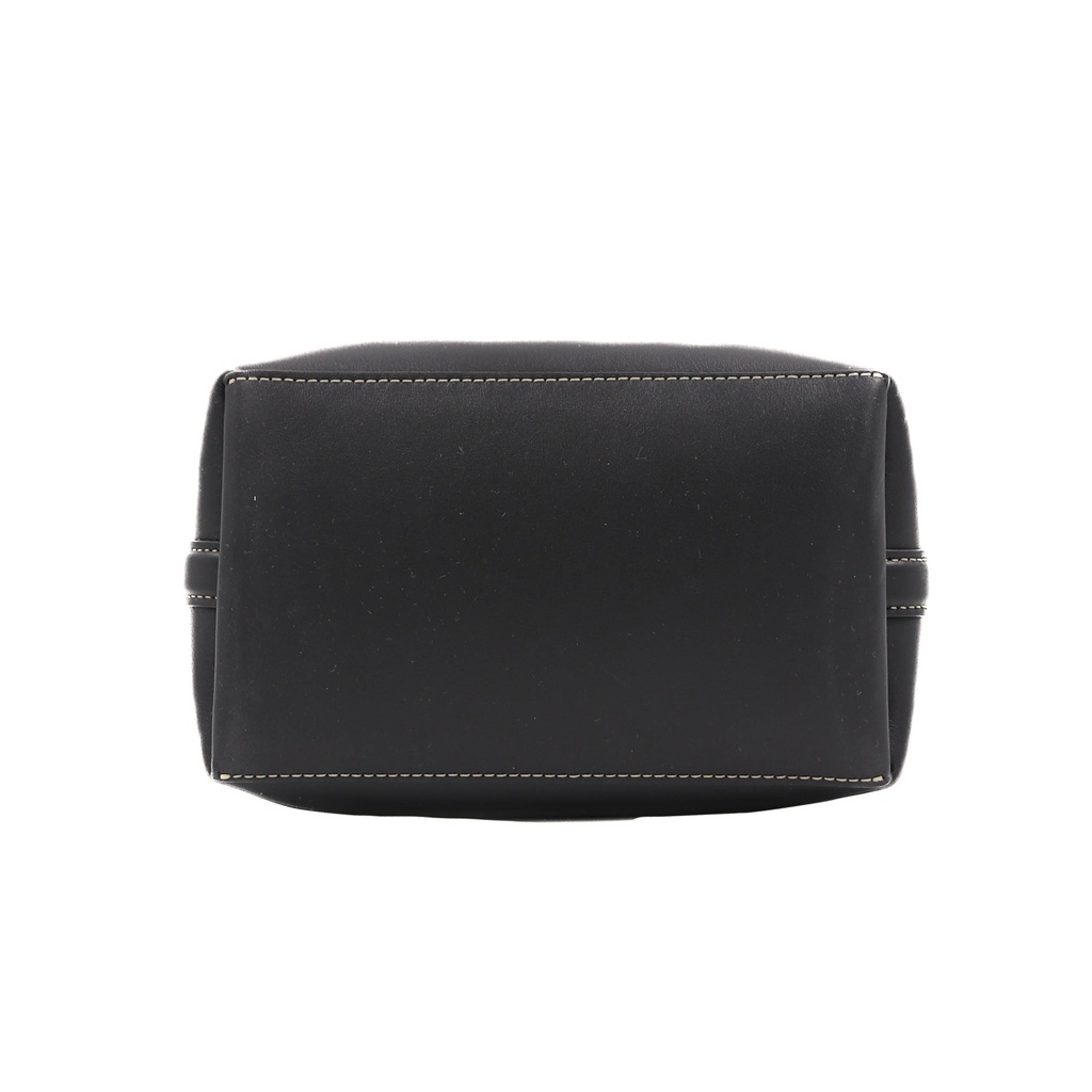 Gucci GG Emblem Black Leather Bucket Bag