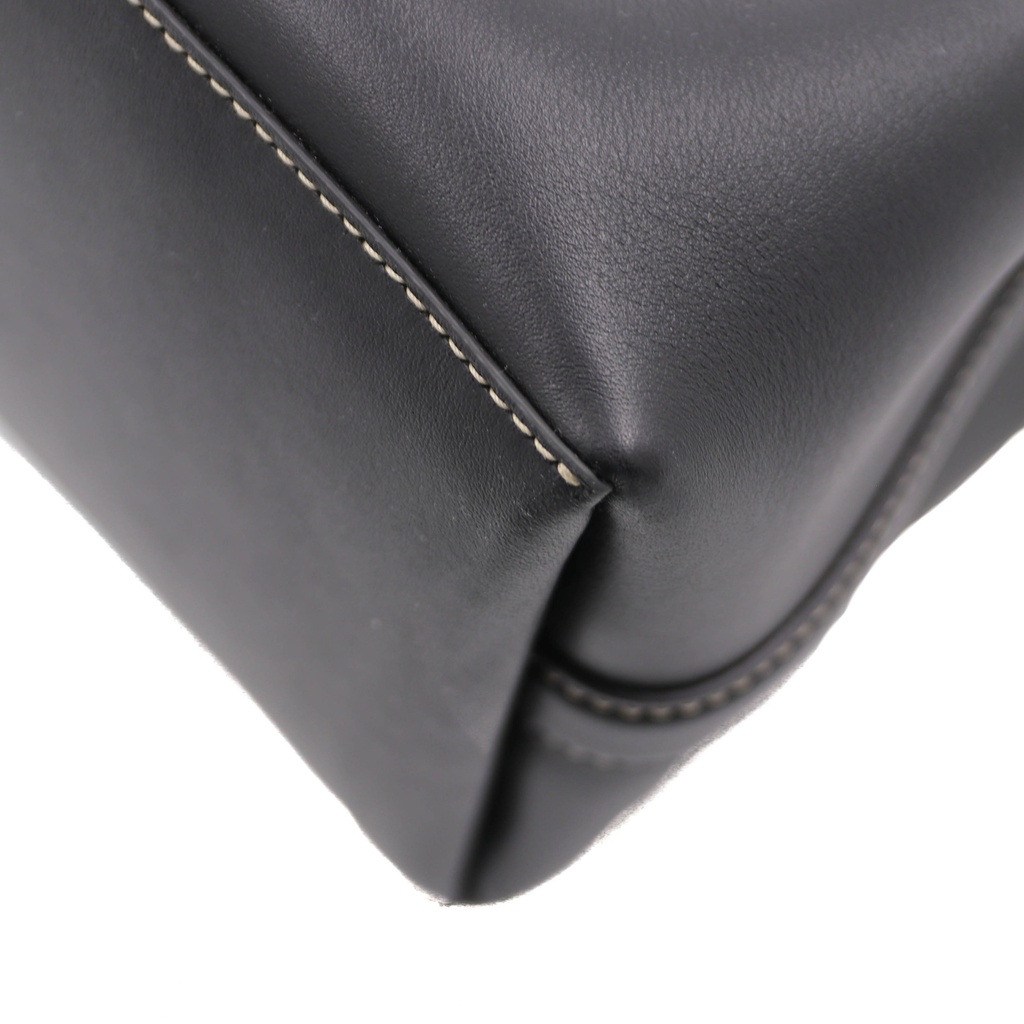 Gucci GG Emblem Black Leather Bucket Bag
