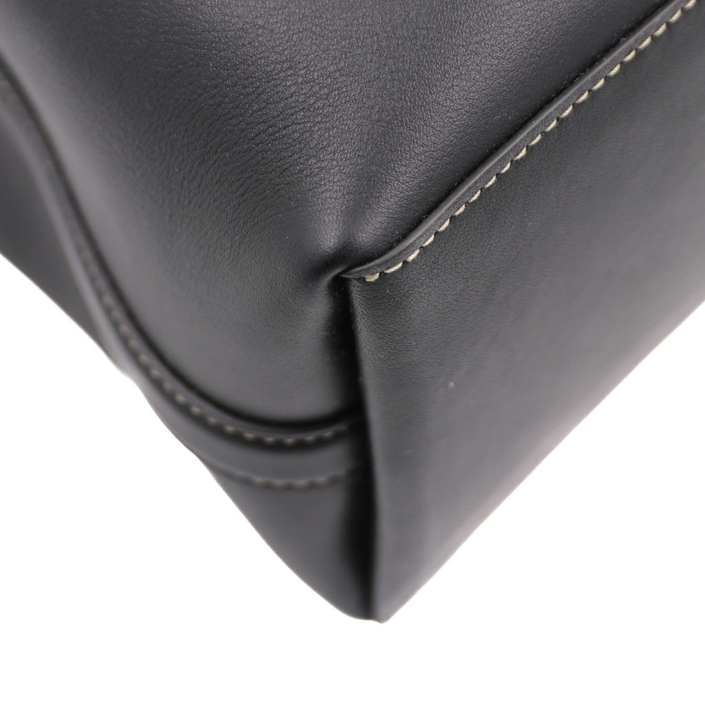 Gucci GG Emblem Black Leather Bucket Bag