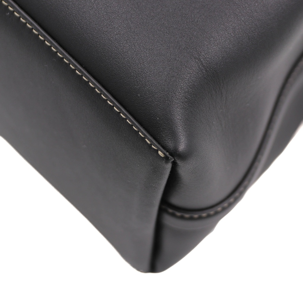 Gucci GG Emblem Black Leather Bucket Bag