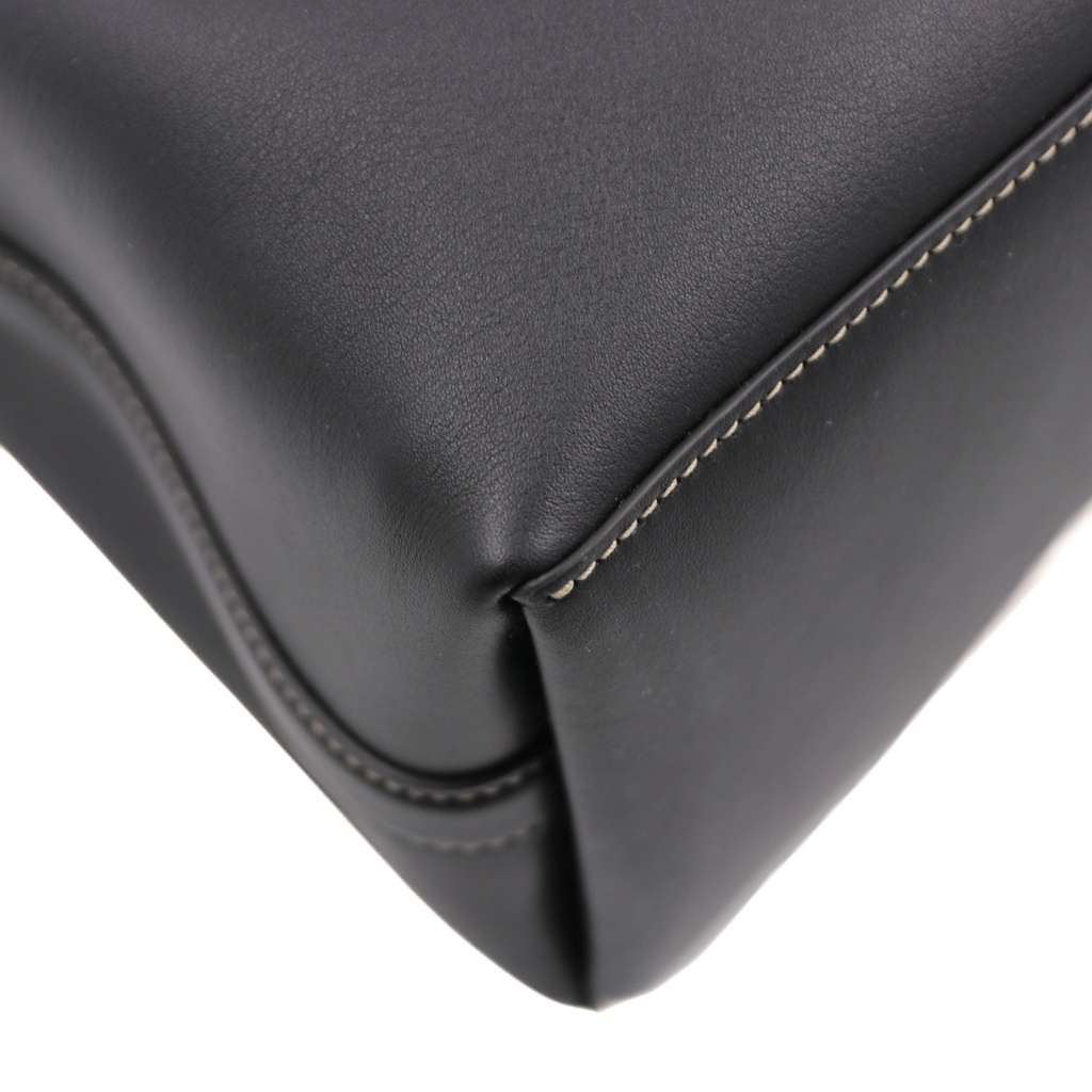 Gucci GG Emblem Black Leather Bucket Bag