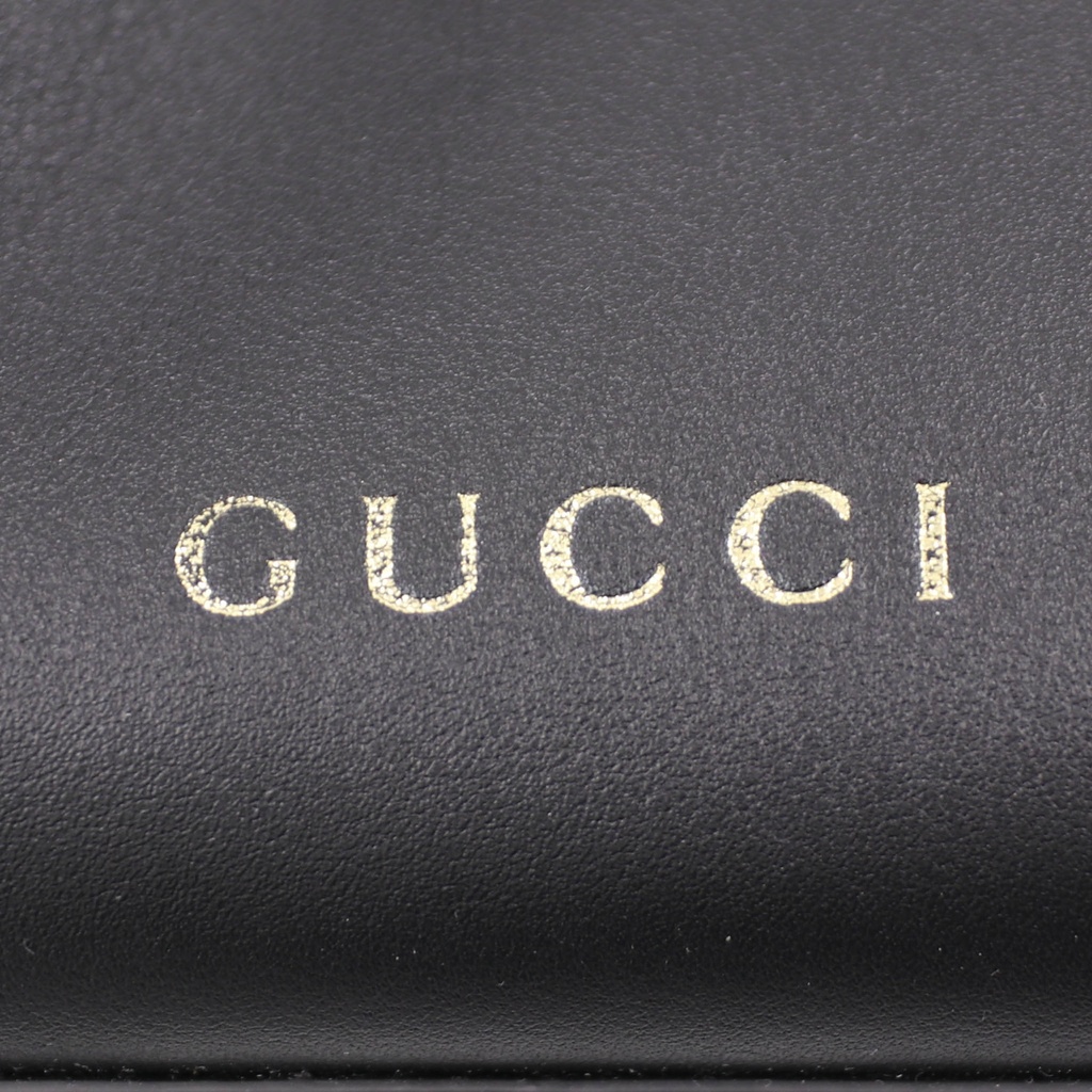 Gucci GG Emblem Black Leather Bucket Bag
