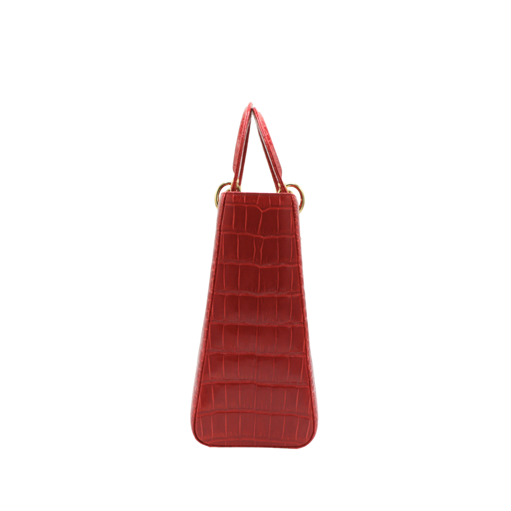 Christian Dior Lady Dior Large in Red Crocodile Leather 