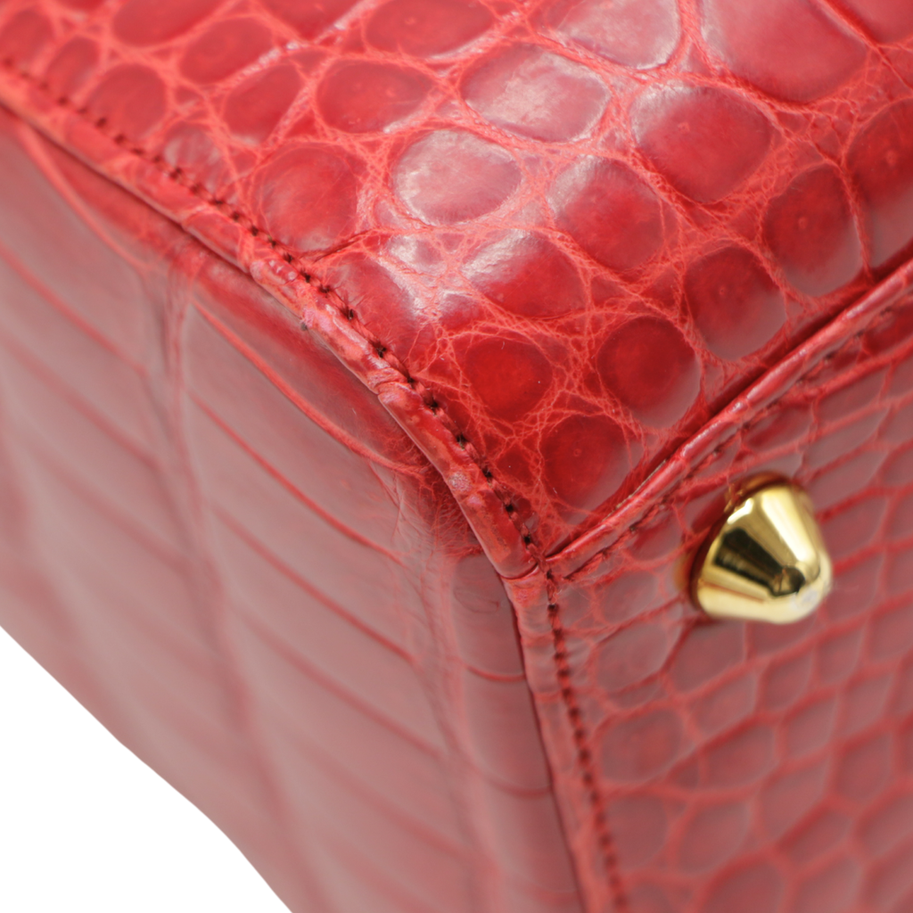 Christian Dior Lady Dior Large in Red Crocodile Leather 