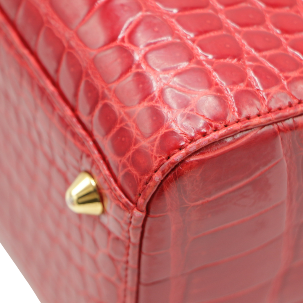Christian Dior Lady Dior Large in Red Crocodile Leather 