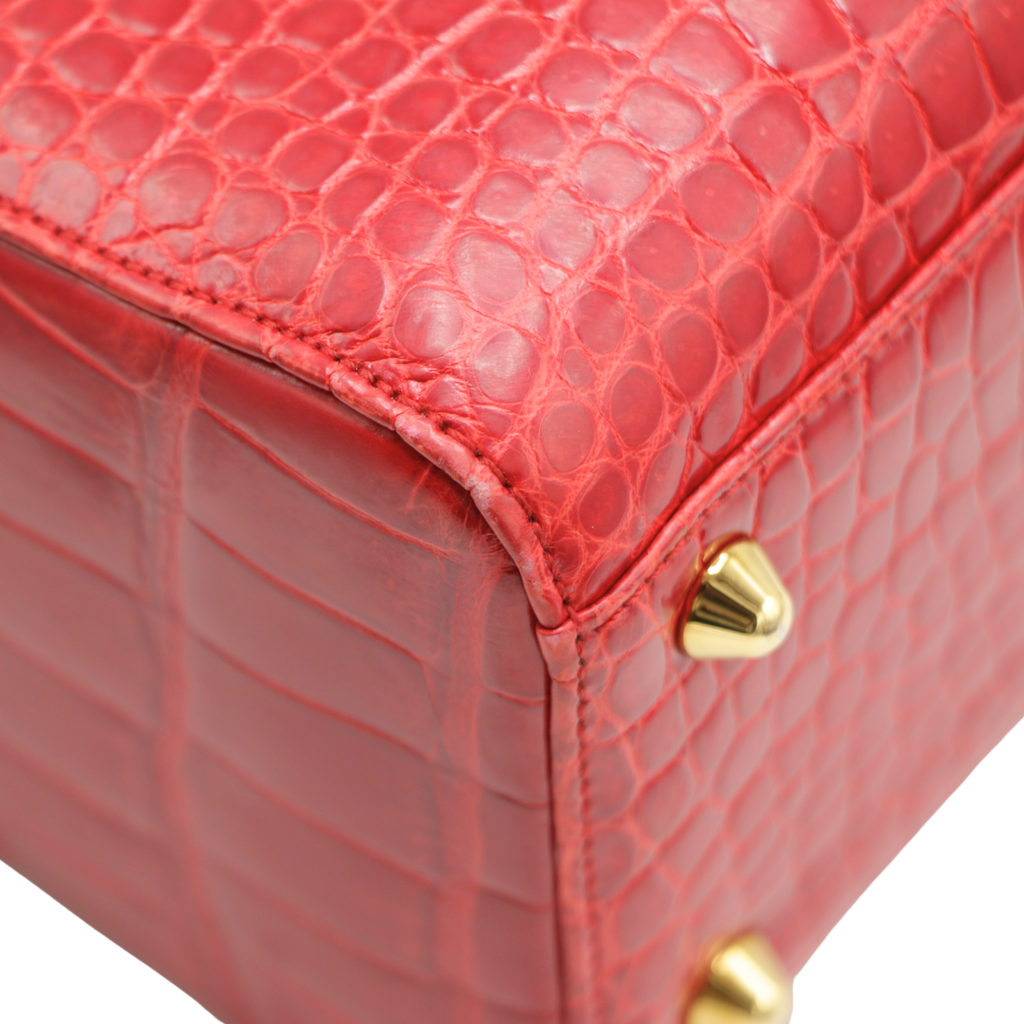 Christian Dior Lady Dior Large in Red Crocodile Leather 