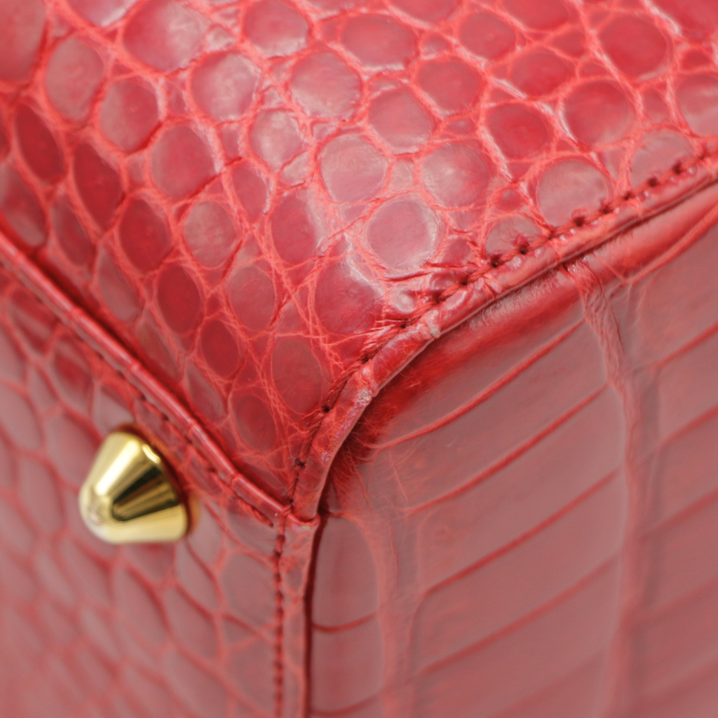 Christian Dior Lady Dior Large in Red Crocodile Leather 