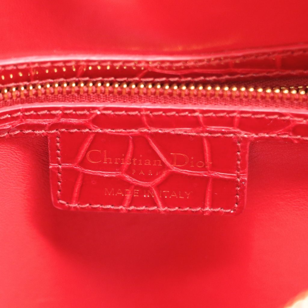 Christian Dior Lady Dior Large in Red Crocodile Leather 