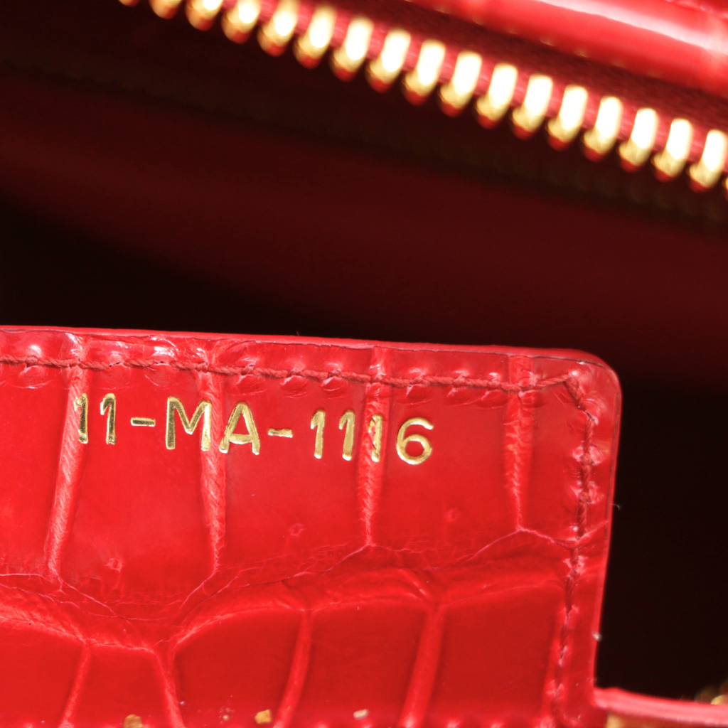 Christian Dior Lady Dior Large in Red Crocodile Leather 