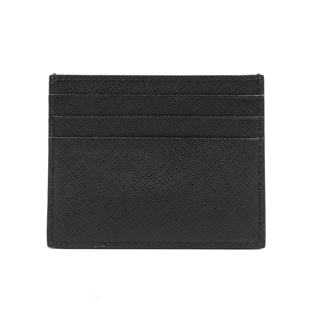 Prada Black Saffiano Triangle Logo Card Holder