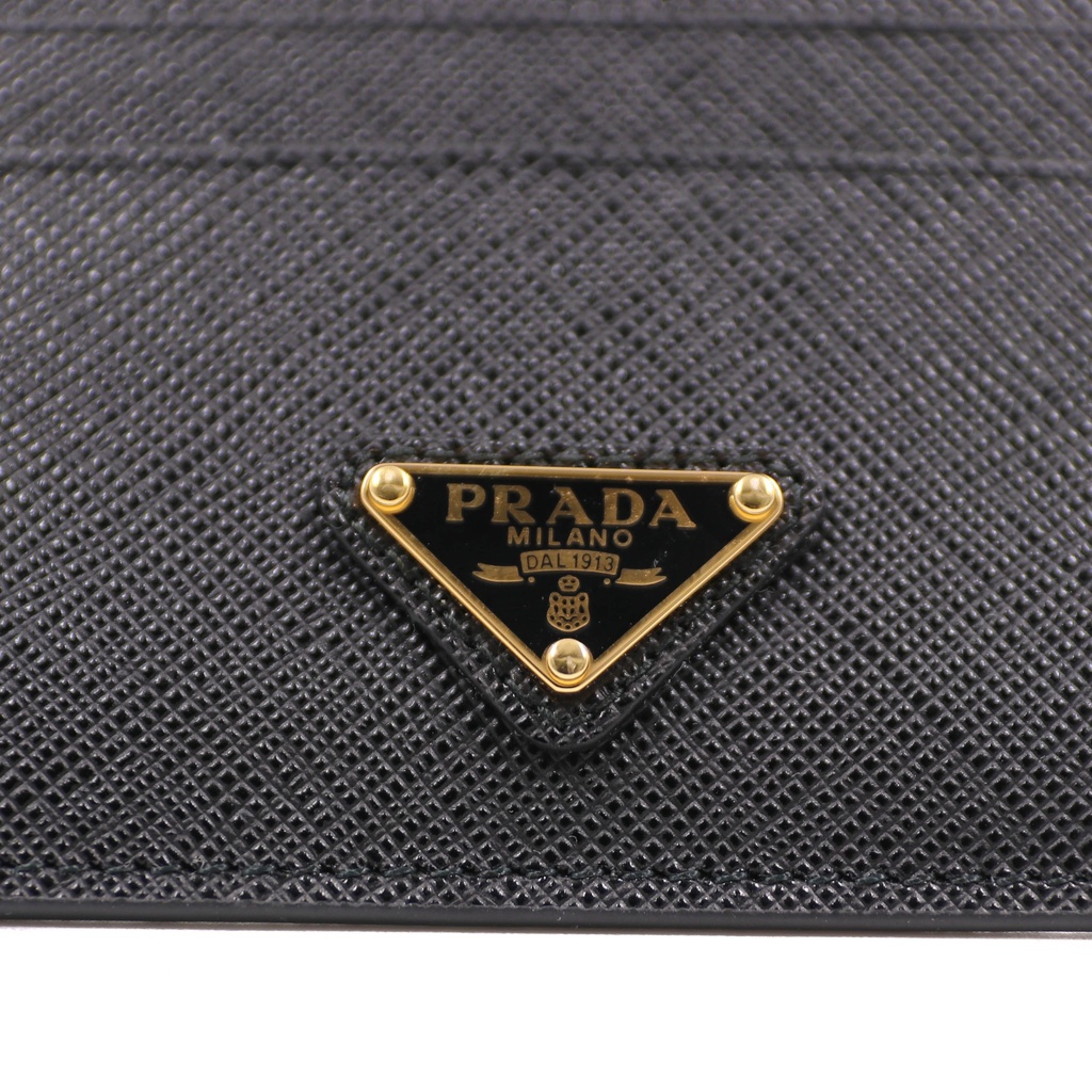 Prada Black Saffiano Triangle Logo Card Holder