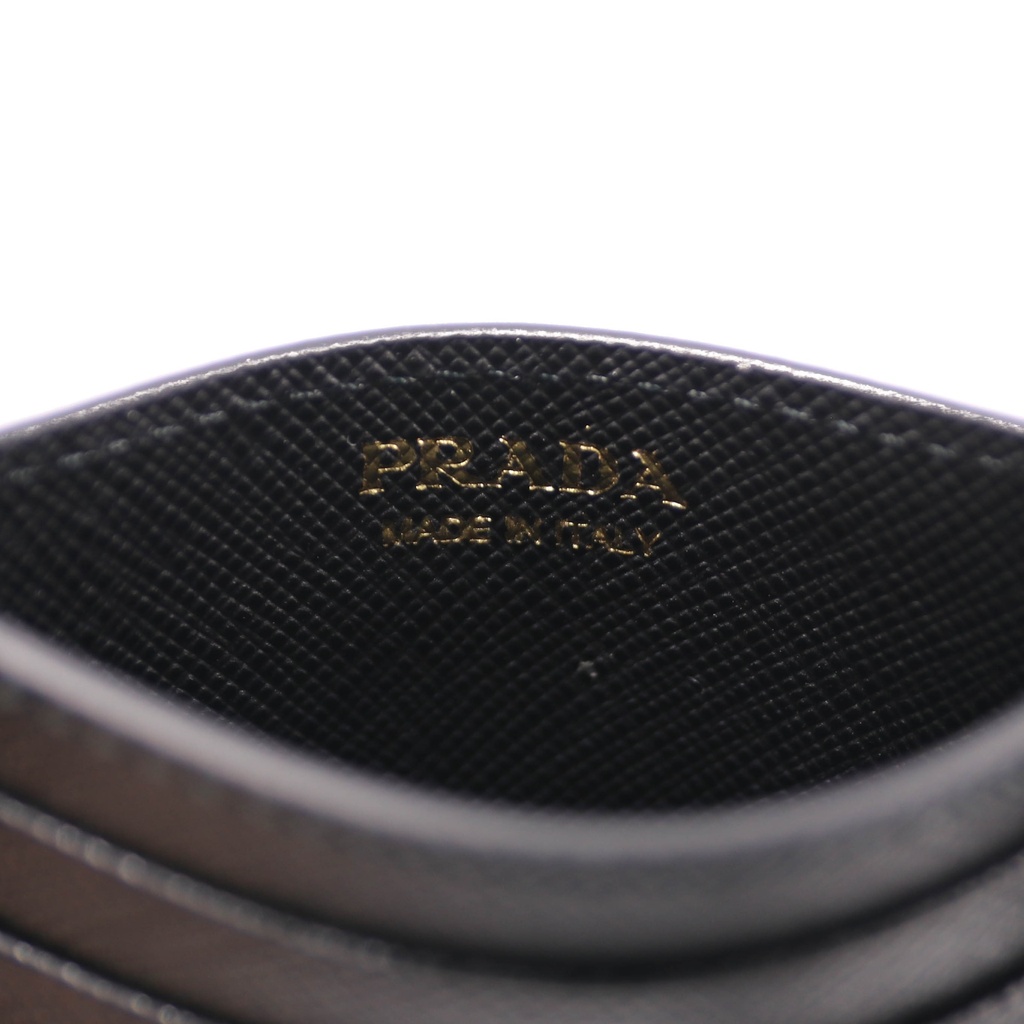 Prada Black Saffiano Triangle Logo Card Holder