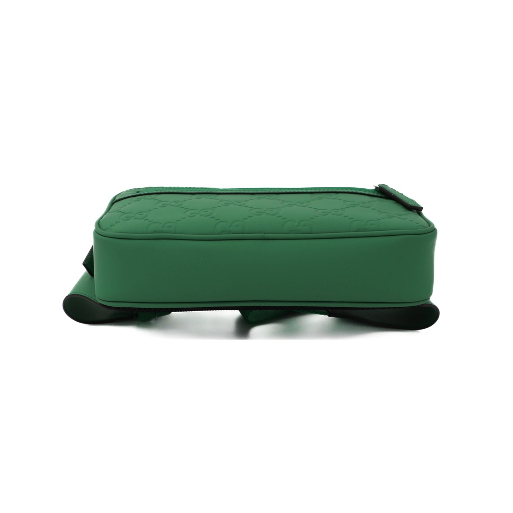 Gucci GG Small Green Rubber-Effect Leather Crossbody Bag