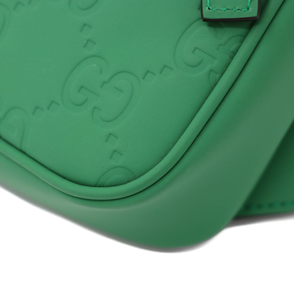 Gucci GG Small Green Rubber-Effect Leather Crossbody Bag