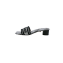 Christian Dior Dway Heeled Slide Black And White Eiffel Tower Embroidered Cotton Size 38