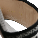 Christian Dior Dway Heeled Slide Black And White Eiffel Tower Embroidered Cotton Size 37
