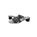 Christian Dior Dway Heeled Slide Black And White Eiffel Tower Embroidered Cotton Size 37