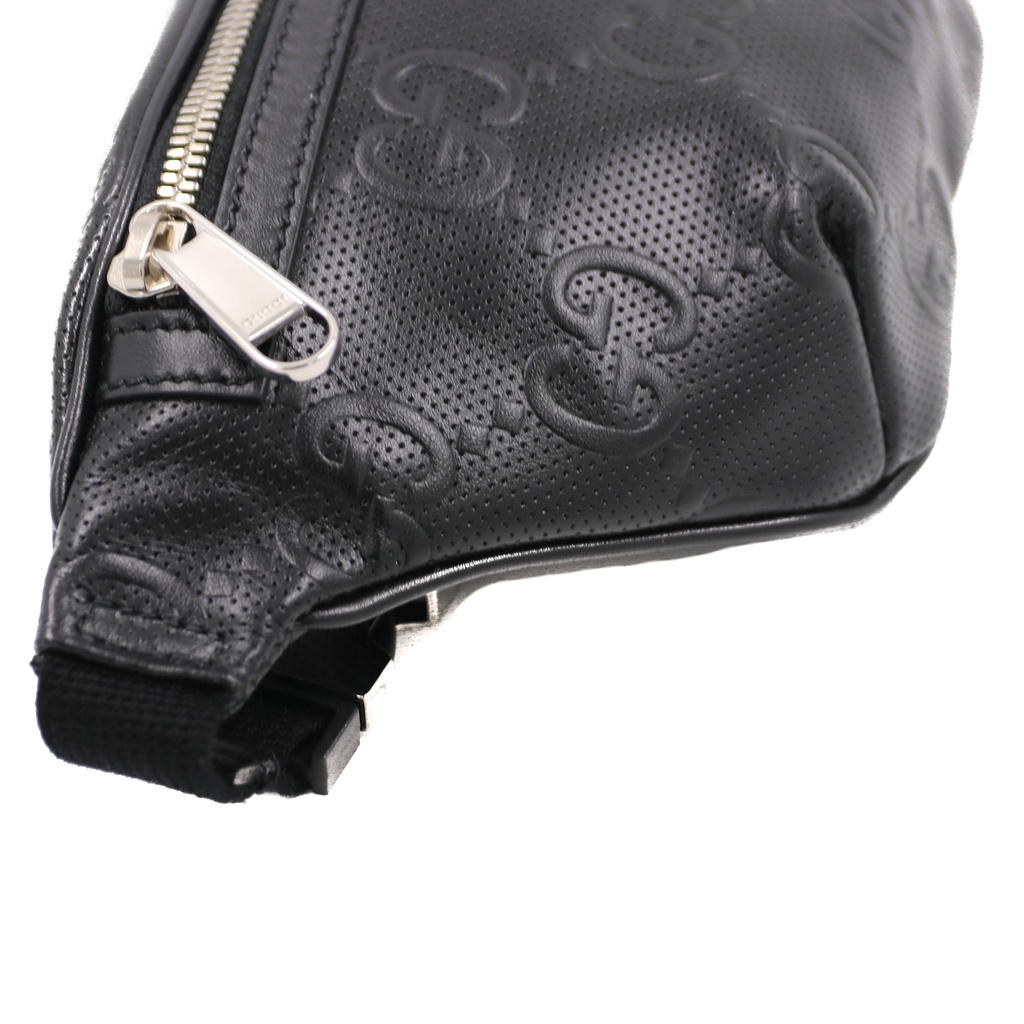 Gucci GG Embossed Leather Belt Bag Black