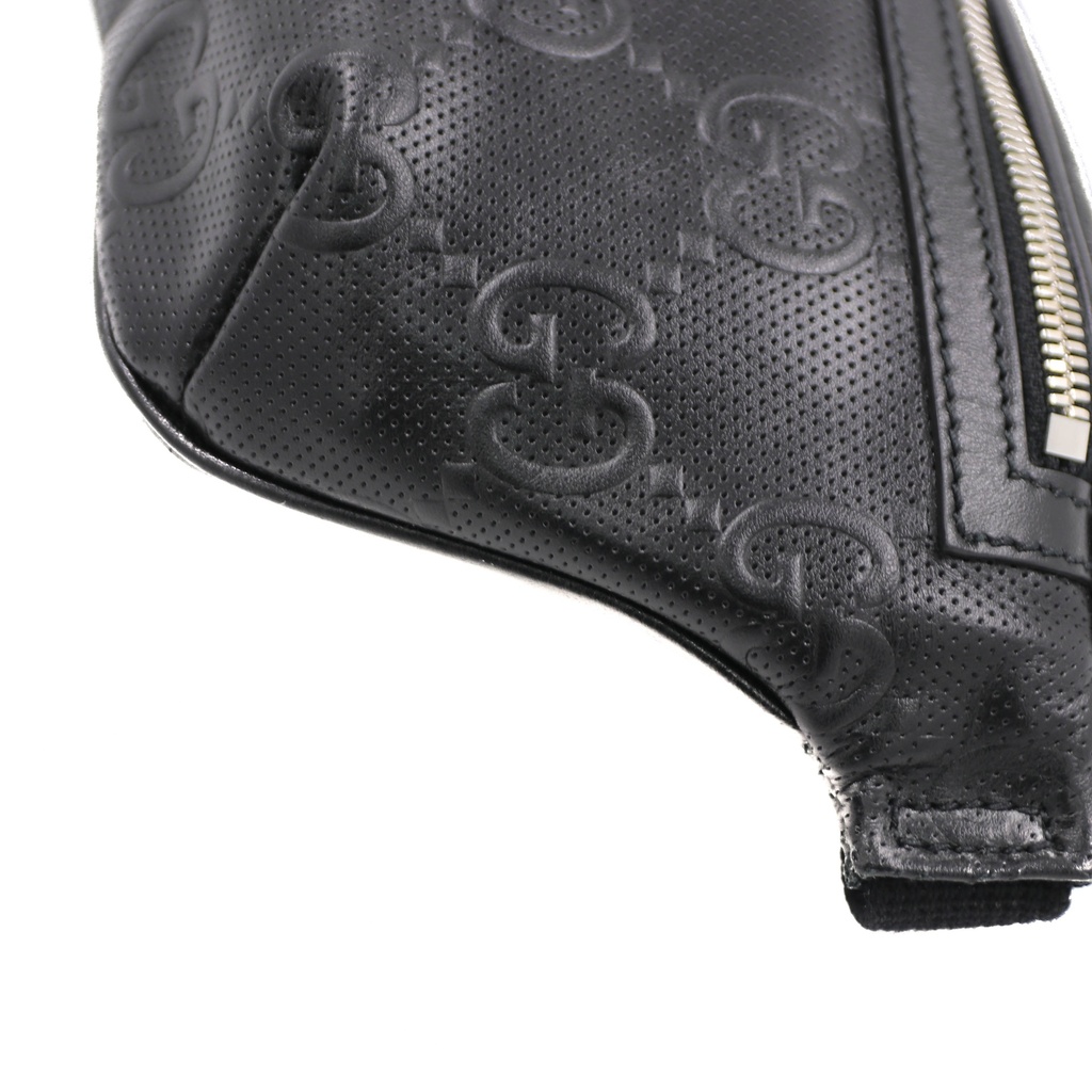 Gucci GG Embossed Leather Belt Bag Black