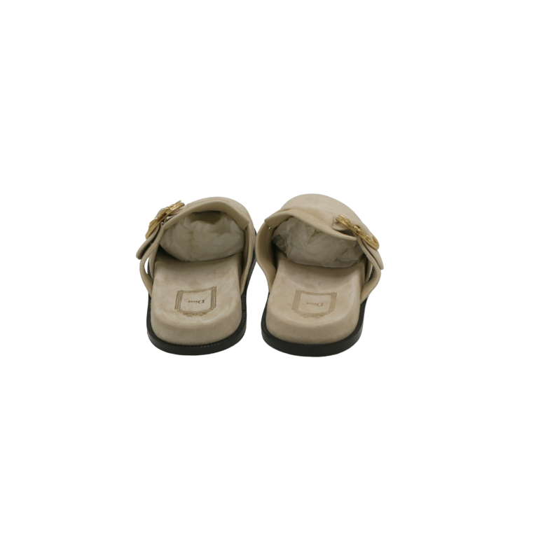 Christian Dior Médaillon Buckle Mule Trench Suede Calfskin Size 37