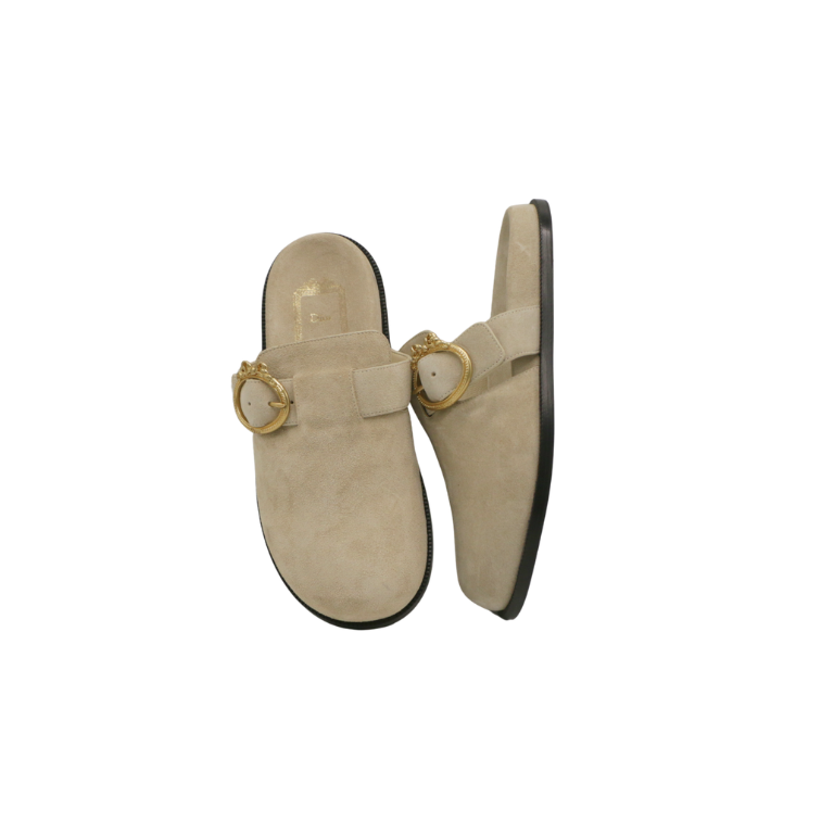 Christian Dior Médaillon Buckle Mule Trench Suede Calfskin Size 37