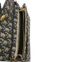 Christian Dior Oblique Jacquard Saddle Wallet on Chain Blue