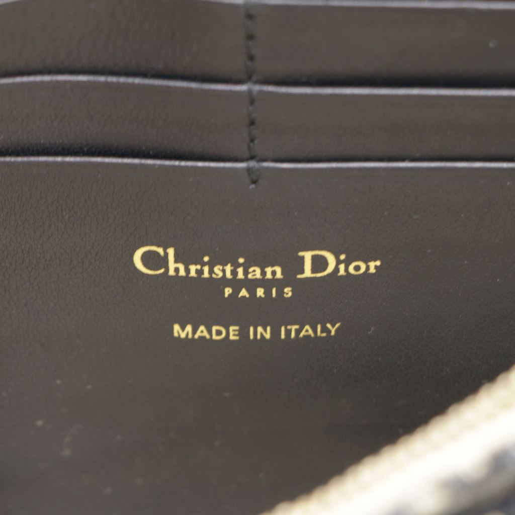 Christian Dior Oblique Jacquard Saddle Wallet on Chain Blue