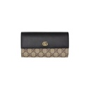 Gucci GG Marmont Leather Continental Wallet Beige and ebony GG Supreme canvas 456116