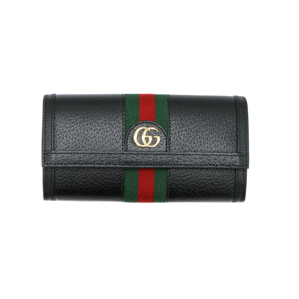 Gucci Web Ophidia Continental Black Leather Wallet 719886