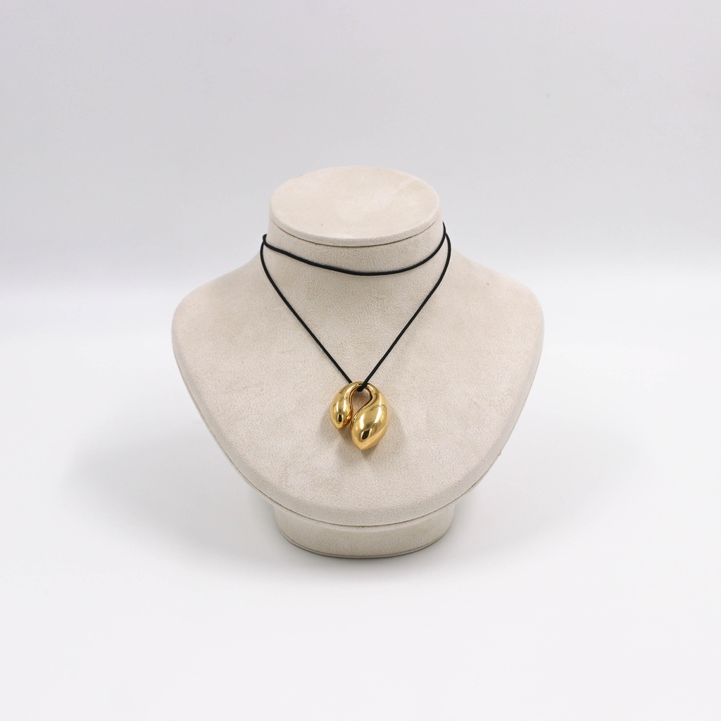 (6189_0284) Tiffany&Co. Double Teardrop YG 750 12.2g Necklace (Precious Metal)