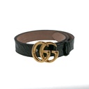 Guccin GG Marmont Leather Slim Black Belt with Shiny Buckle 414516 In Size 95 35
