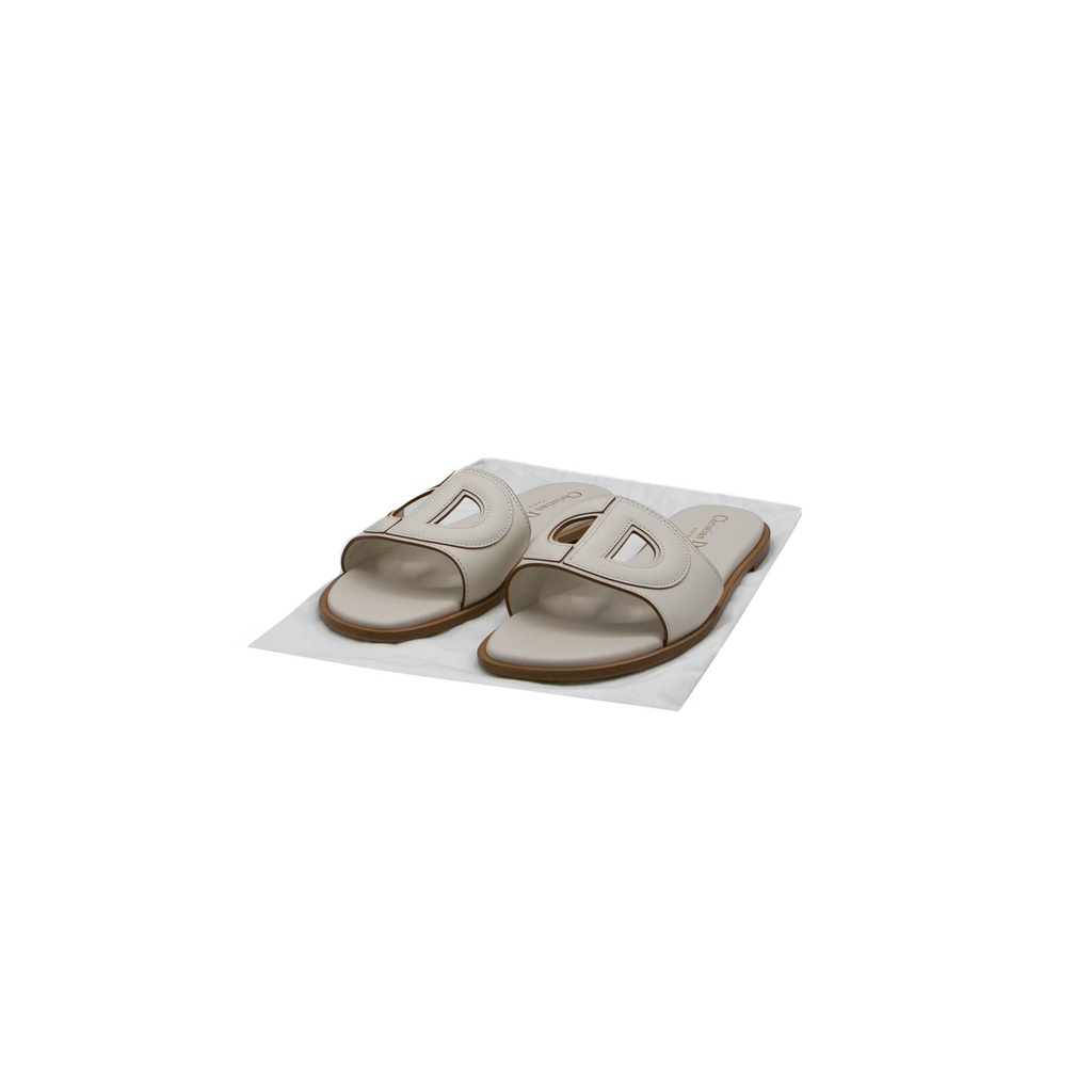 Christian Dior D-Club Slide White Calfskin Size 40