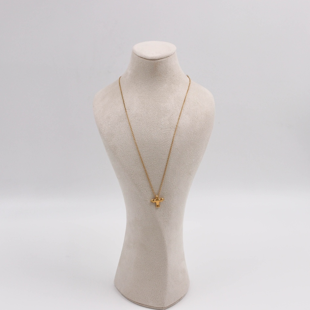 Tiffany Bird Cross Necklace 750(YG) 3.6g