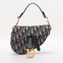 Christian Dior Oblique Saddle Bag Handbag Blue