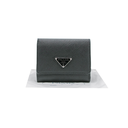 Prada Saffiano Triangle Tri-Fold Wallet Black