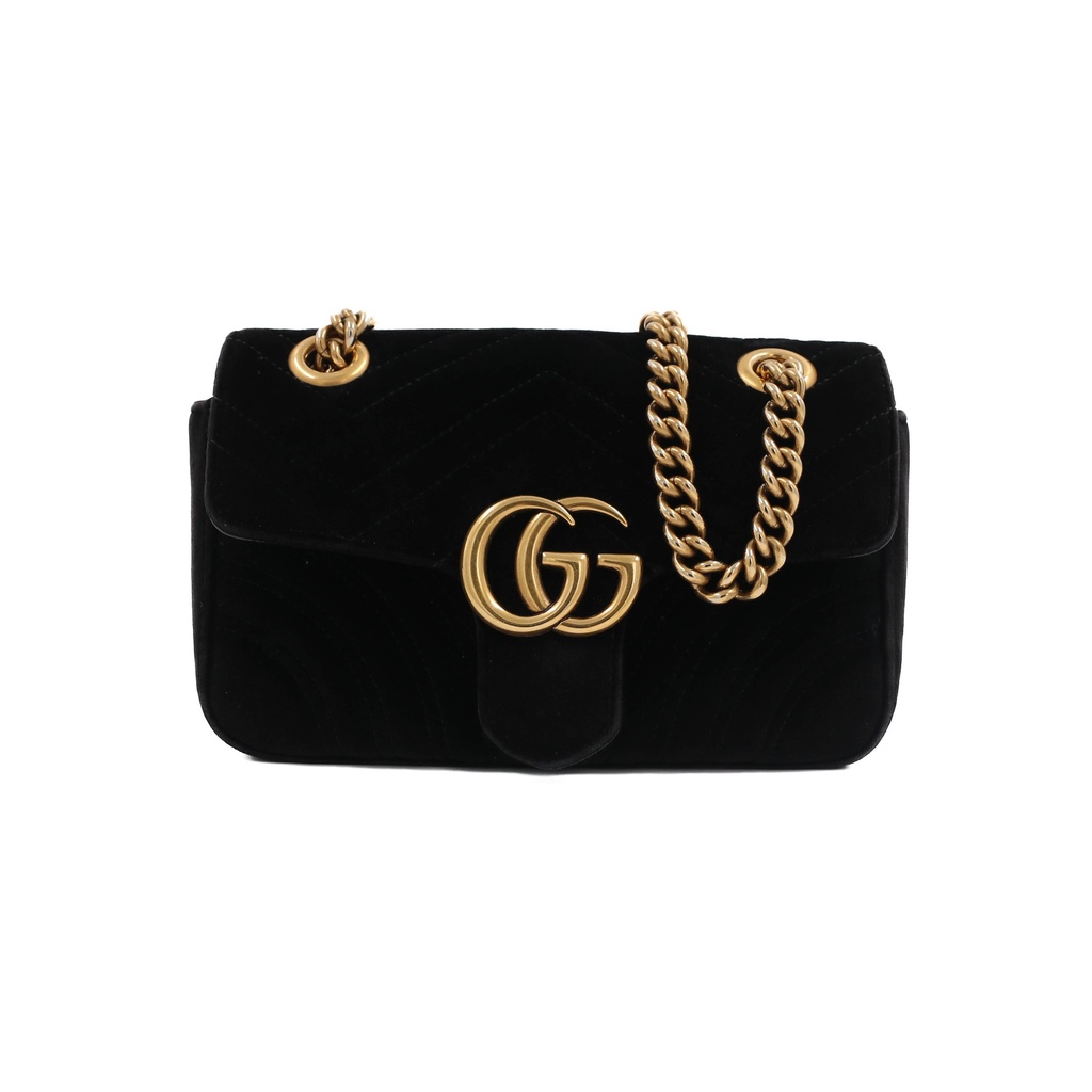 Gucci GG Marmont Mini Bag Matelasse in Black Velvet 446744