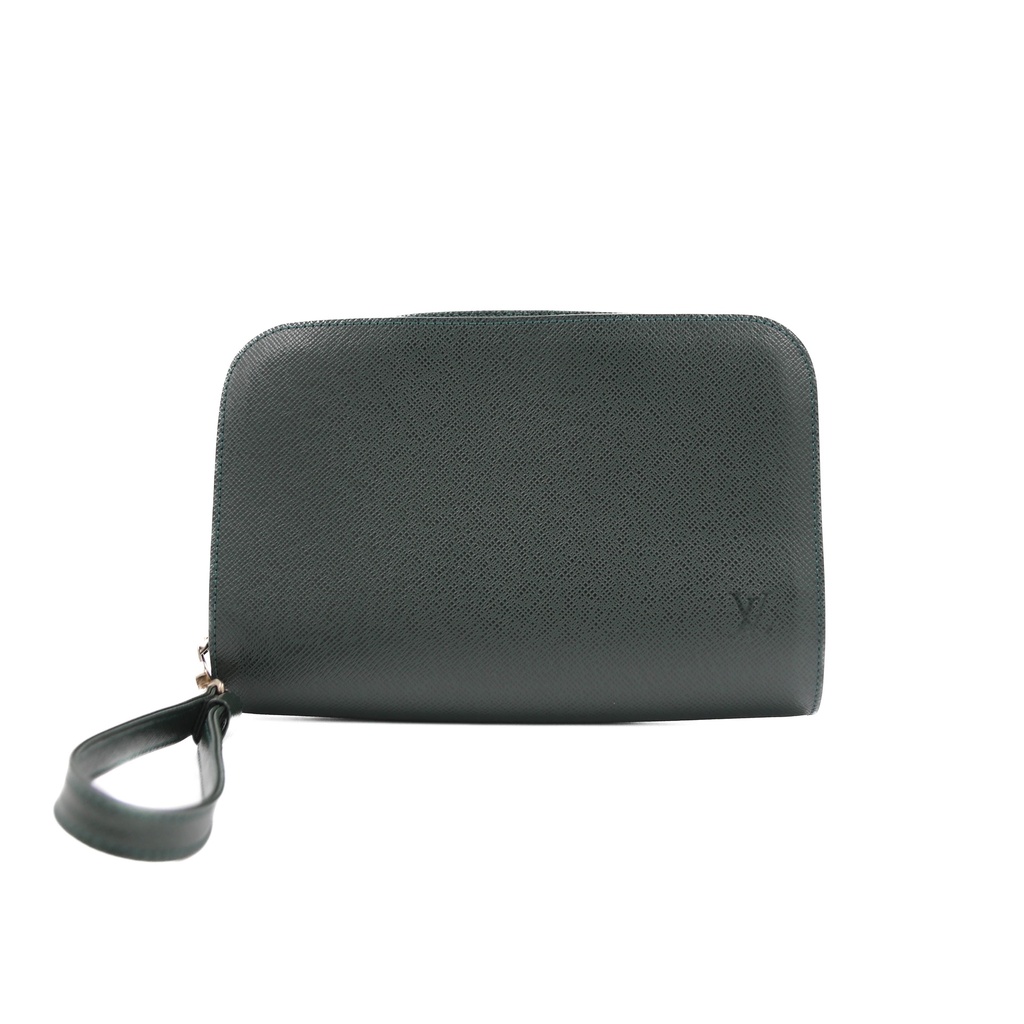 [Louis-Vuitton-18070] Louis Vuitton Taiga Baikal Second Clutch Green